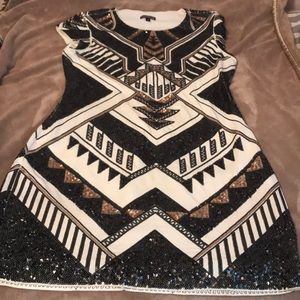 Express large gold/black gatsby dress